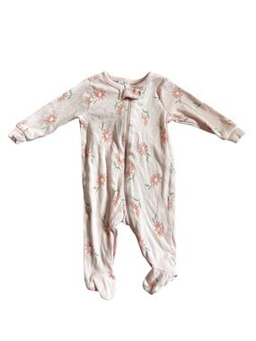 3/$25 Gerber Newborn Pink Floral Footed Sleeper Zip Pajamas 0M
